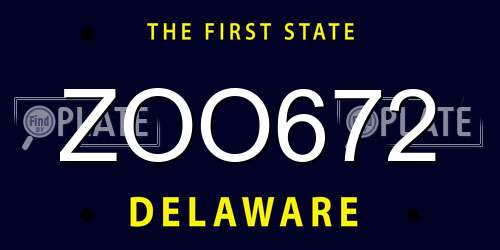 ZOO672 Delaware License Plate
