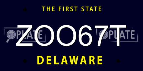 ZOO67T Delaware License Plate