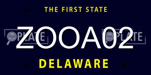 ZOOA02 Delaware License Plate