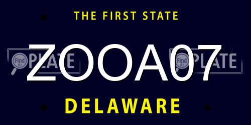 ZOOA07 Delaware License Plate