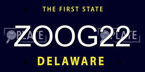 ZOOG22 Delaware License Plate