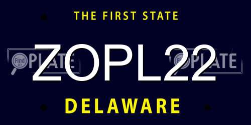ZOPL22 Delaware License Plate