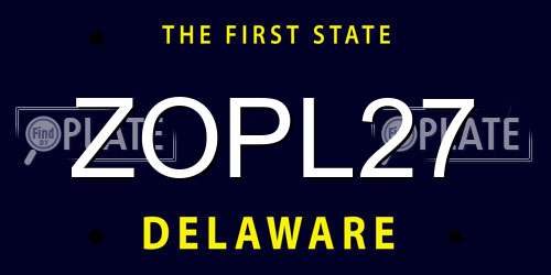ZOPL27 Delaware License Plate