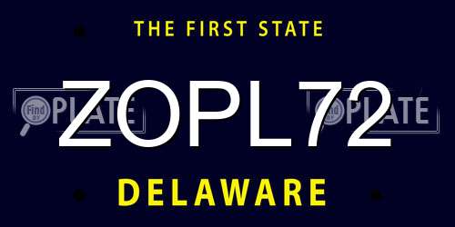 ZOPL72 Delaware License Plate