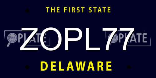 ZOPL77 Delaware License Plate