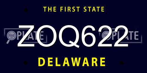 ZOQ622 Delaware License Plate