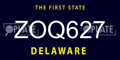 ZOQ627 Delaware License Plate