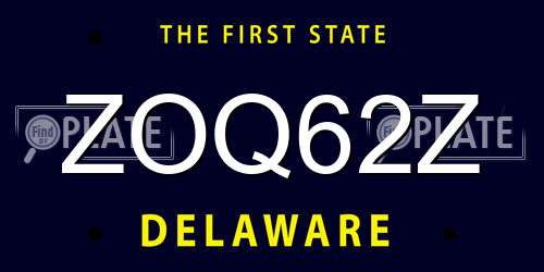 ZOQ62Z Delaware License Plate