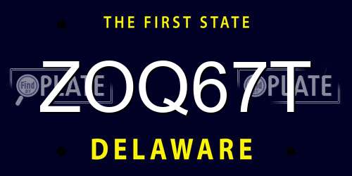 ZOQ67T Delaware License Plate