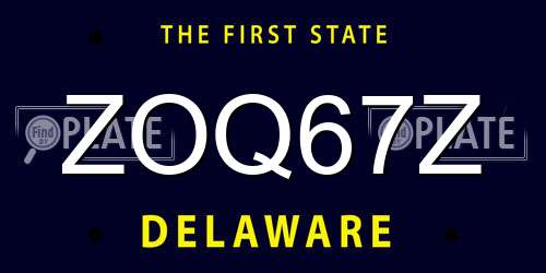 ZOQ67Z Delaware License Plate