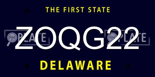 ZOQG22 Delaware License Plate