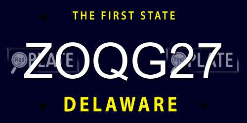 ZOQG27 Delaware License Plate