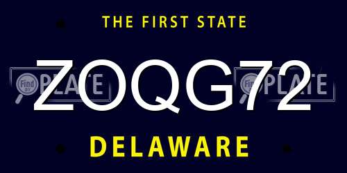 ZOQG72 Delaware License Plate