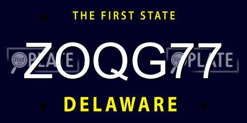 ZOQG77 Delaware License Plate