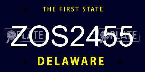 ZOS2455 Delaware License Plate