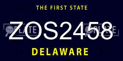 ZOS2458 Delaware License Plate