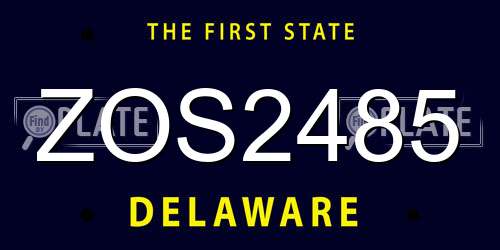 ZOS2485 Delaware License Plate