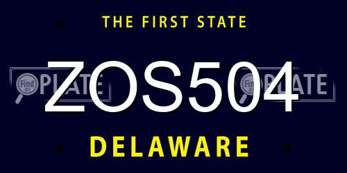 ZOS504 Delaware License Plate