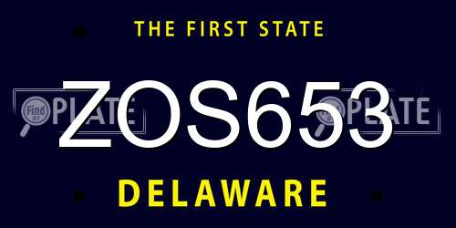 ZOS653 Delaware License Plate