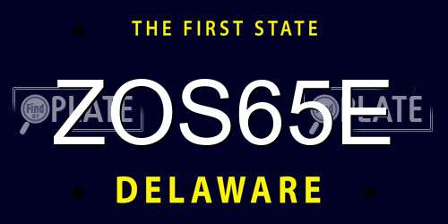 ZOS65E Delaware License Plate