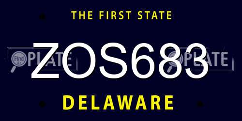 ZOS683 Delaware License Plate