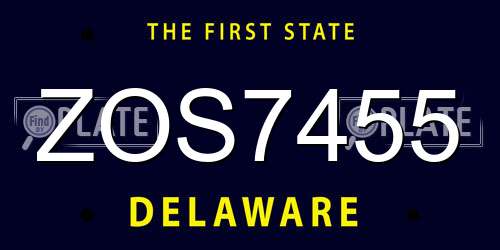ZOS7455 Delaware License Plate