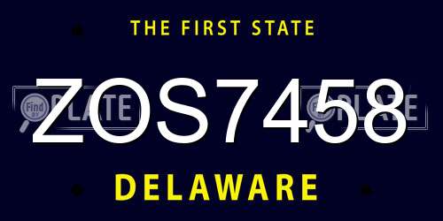 ZOS7458 Delaware License Plate