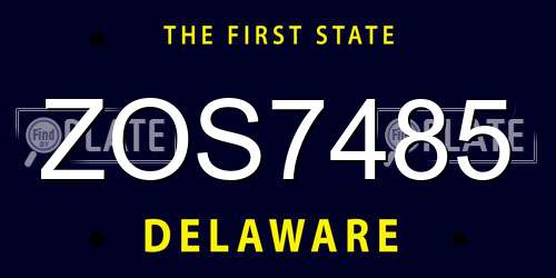 ZOS7485 Delaware License Plate