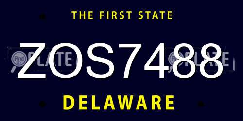 ZOS7488 Delaware License Plate