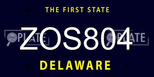ZOS804 Delaware License Plate