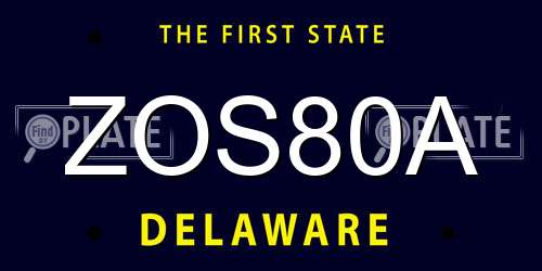 ZOS80A Delaware License Plate
