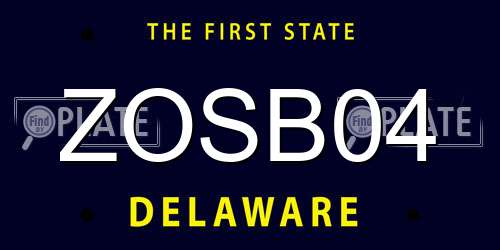 ZOSB04 Delaware License Plate