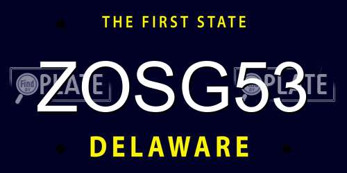 ZOSG53 Delaware License Plate