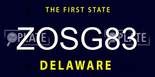 ZOSG83 Delaware License Plate