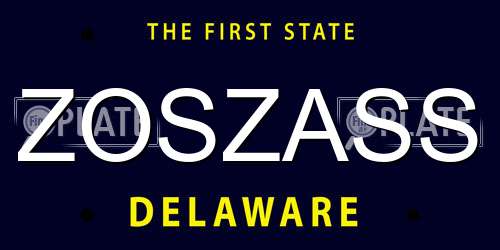 ZOSZASS Delaware License Plate