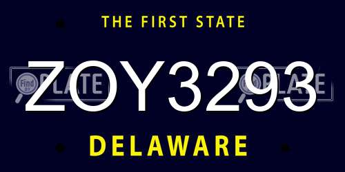 ZOY3293 Delaware License Plate