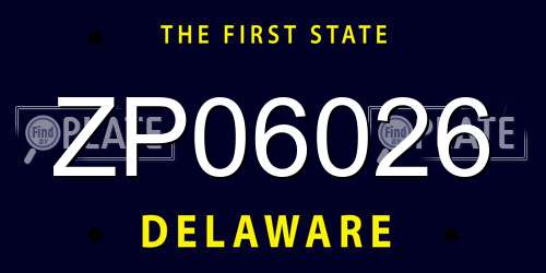 ZP06026 Delaware License Plate