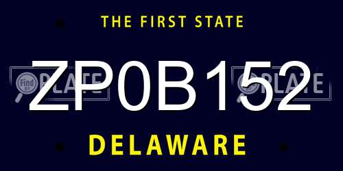 ZP0B152 Delaware License Plate