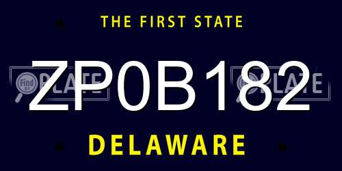 ZP0B182 Delaware License Plate