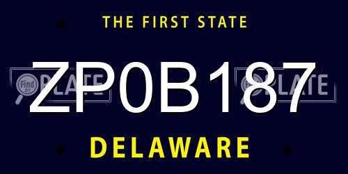 ZP0B187 Delaware License Plate