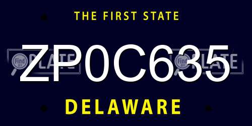 ZP0C635 Delaware License Plate