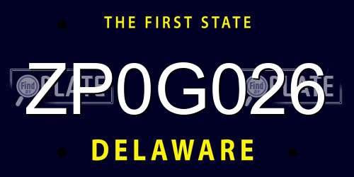 ZP0G026 Delaware License Plate