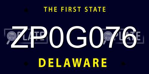ZP0G076 Delaware License Plate