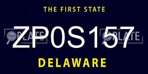 ZP0S157 Delaware License Plate