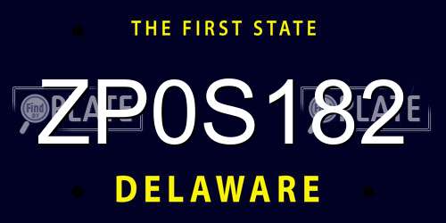 ZP0S182 Delaware License Plate
