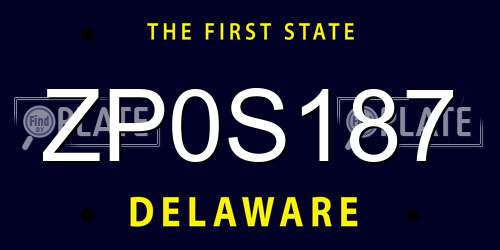 ZP0S187 Delaware License Plate