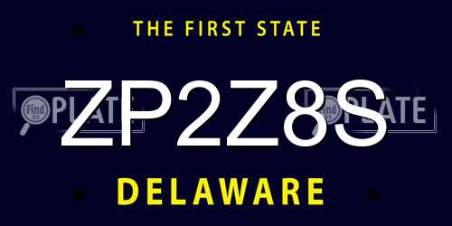 ZP2Z8S Delaware License Plate