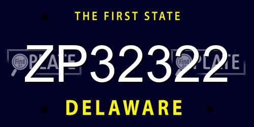 ZP32322 Delaware License Plate
