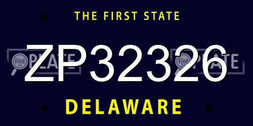 ZP32326 Delaware License Plate