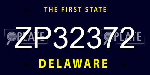 ZP32372 Delaware License Plate
